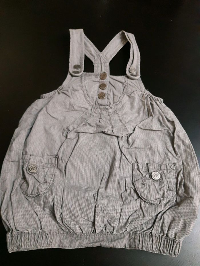 Robe salopette boule grise ethnique bebe fille 24 mois 2 ans neuve