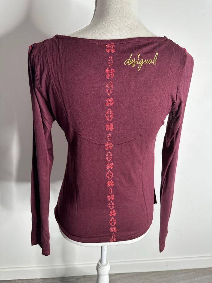 Blouse bariolée bordeaux et rouge Desigual T36 S - photo numéro 5
