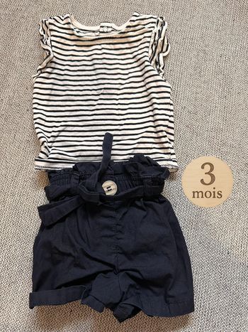 Ensemble short et t-shirt marinière manche courte