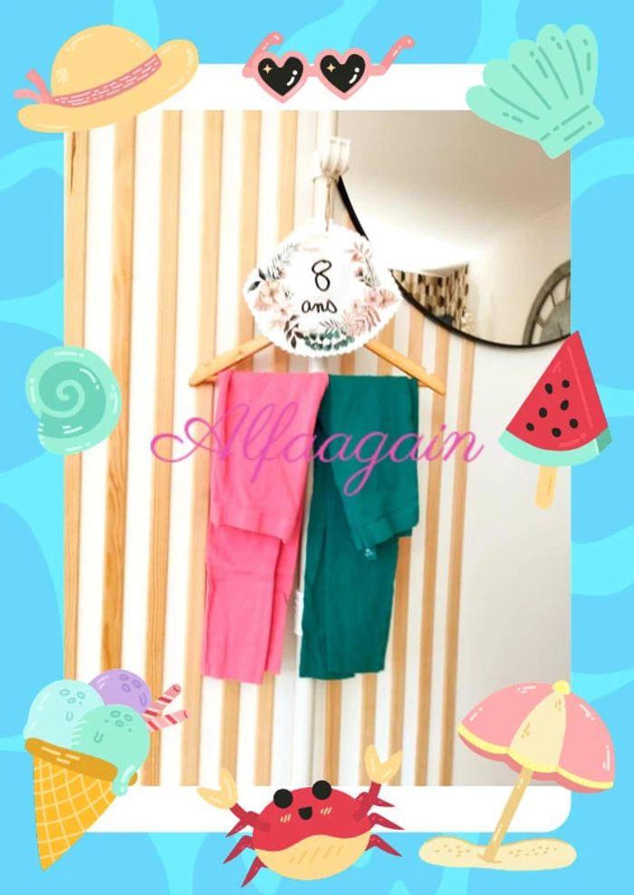 Lot leggings vert et rose Kiabi 8ans