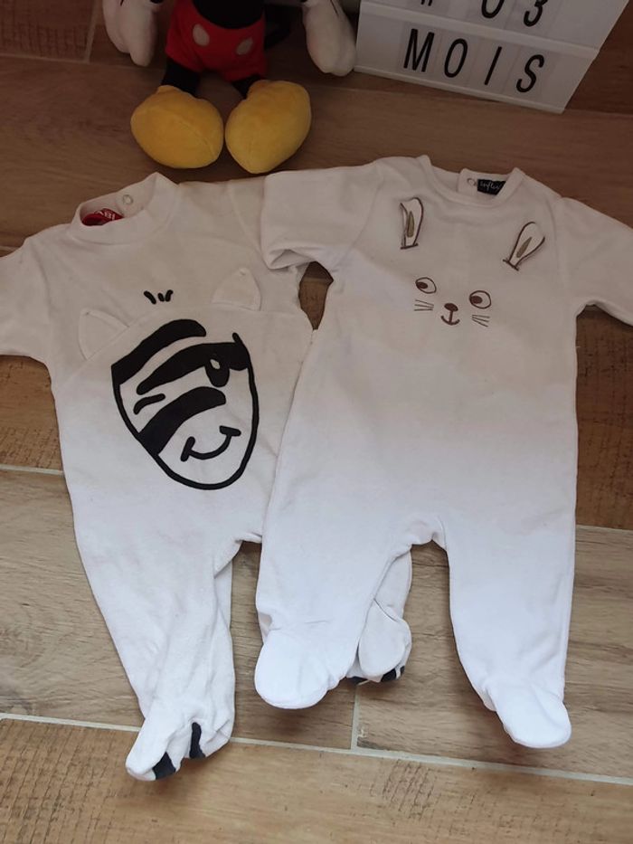 Lot 2 pyjamas blanc velours - photo numéro 2