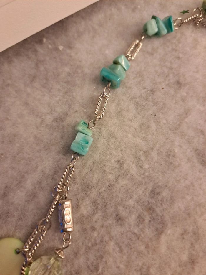 Collier long vert bleu turquoise - photo numéro 5