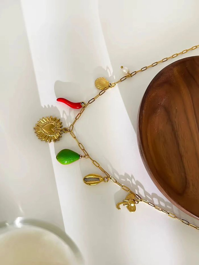 Collier boho neuf en acier inoxydable doré avec pendentifs coquillage - photo numéro 5