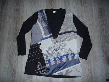 BLOUSE ML NOIRE ET MOTIFS "TREND BY MISS CAPTAIN" - TAILLE 42 - n°01