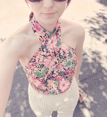 Crop top dos nu imprimé floral