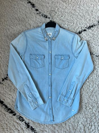 Chemise Hollister Jean bleue ciel M strass