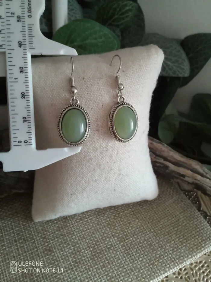 Boucles d'oreilles pierres d'aventurine verte - photo numéro 2