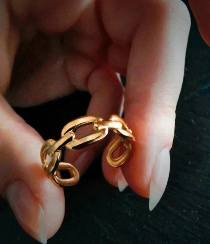 F92 bague acier inoxydable ajustable doré or tendance