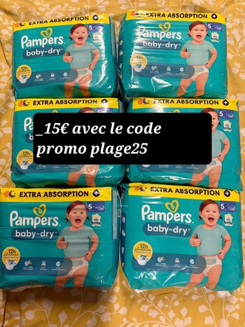 Six pack de couches Pampers taille  5 plus