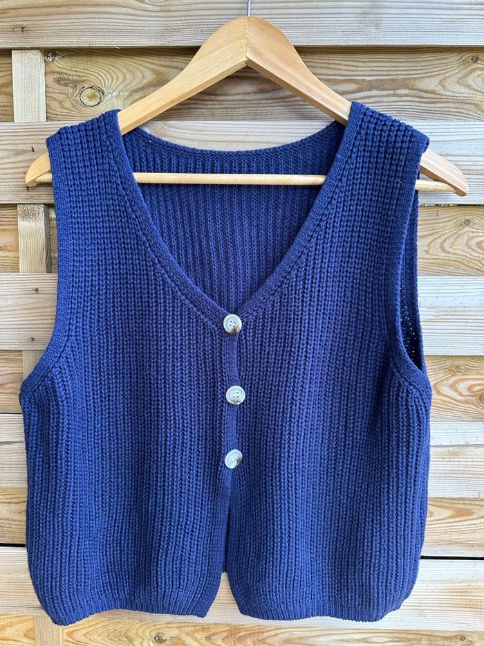 Gilet sans manches en maille bleu marine