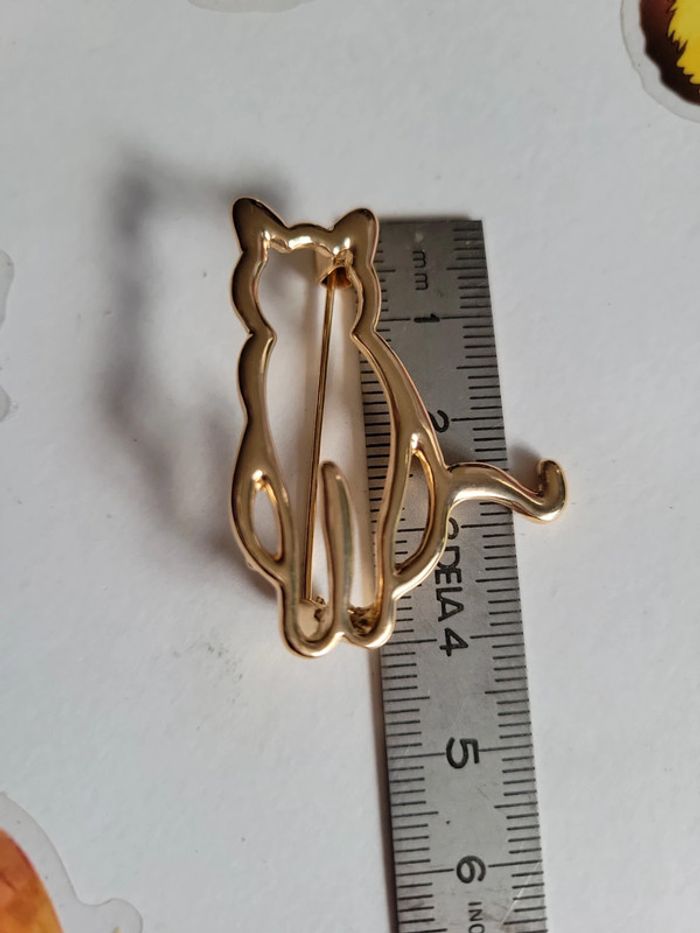 Broche chat 🐱 acier doré - photo numéro 8