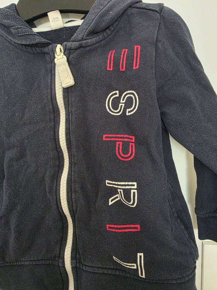 Pull a capuche à zip bleu marine Esprit taille 3 ans - photo numéro 2