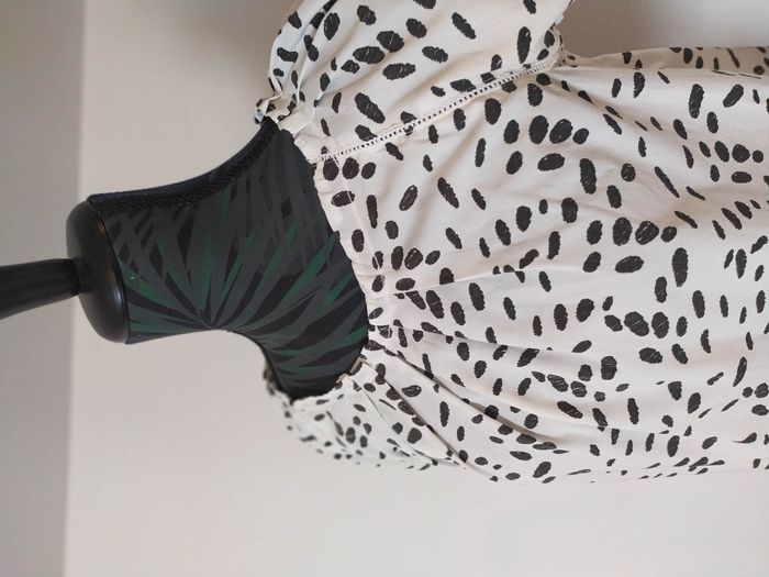 Petit haut blouse blanc imprimé tâche noire - photo numéro 3