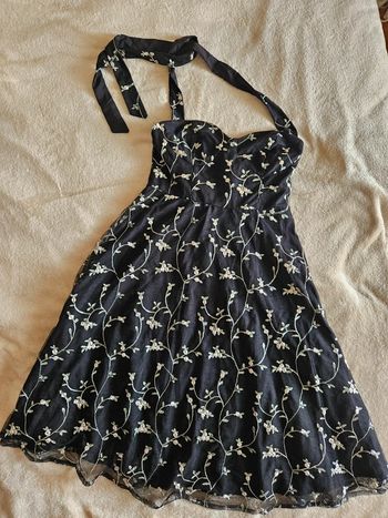 Robe dos nu brodée style pin-up Shein