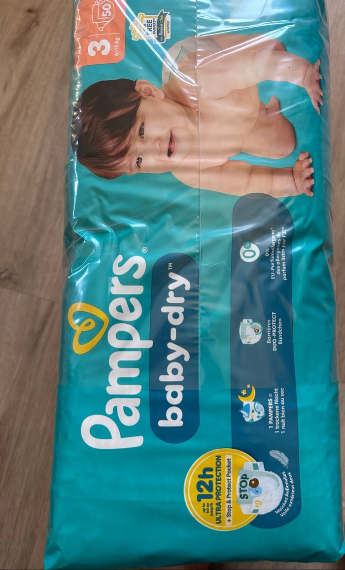 3 paquets pampers baby dry taille 3 - photo numéro 3