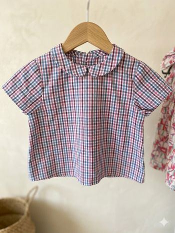 Blouse Marie Puce Vichy - 3 mois