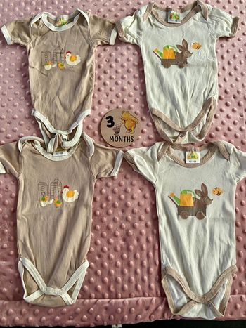 Lot de 4 bodies taille 3 mois