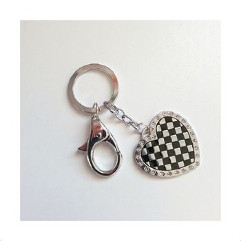 Porte Clés Coeur Métal Argenté & Strass