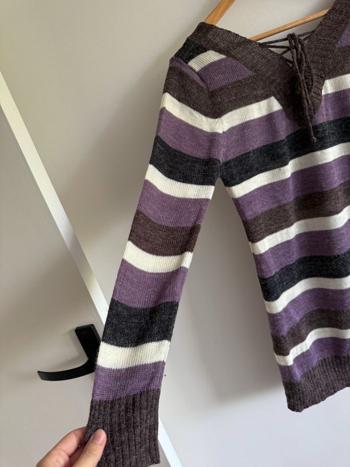 Robe manches longues hiver marron blanc violet taille 38 M - photo numéro 2