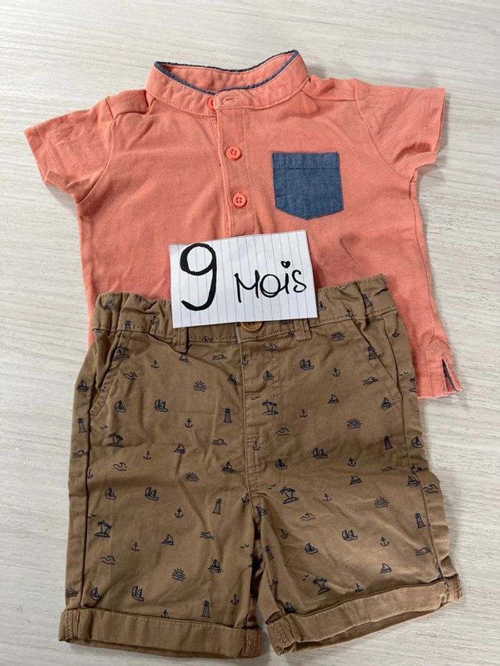 Ensemble été corail camélia In Extenso 9 mois