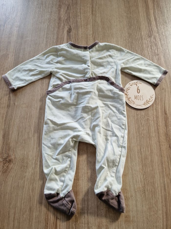 Grenouillère / Pyjama Bébé 6 mois Kitchoun - "Papa... et moi" Moustache - photo numéro 4