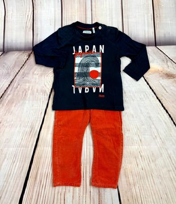 Ensemble garçon IKKS 12 mois pantalon + t-shirt manches longues Japon
