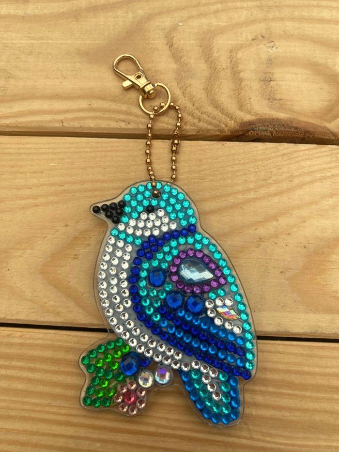 Porte clé recto/verso oiseau 🐦 en Diamond painting - photo numéro 3