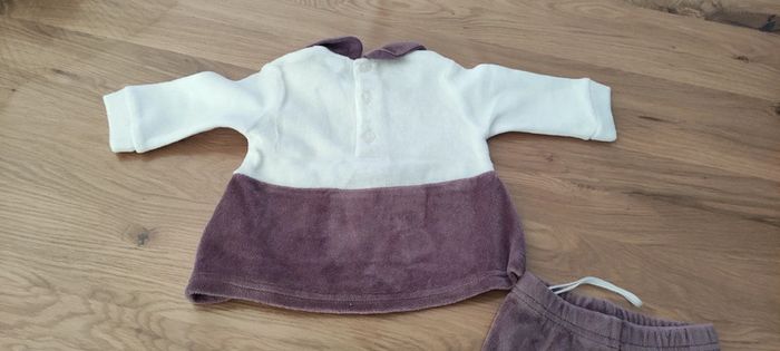 Pyjama fille deux pièces velours blanc et violet 1 mois - photo numéro 2