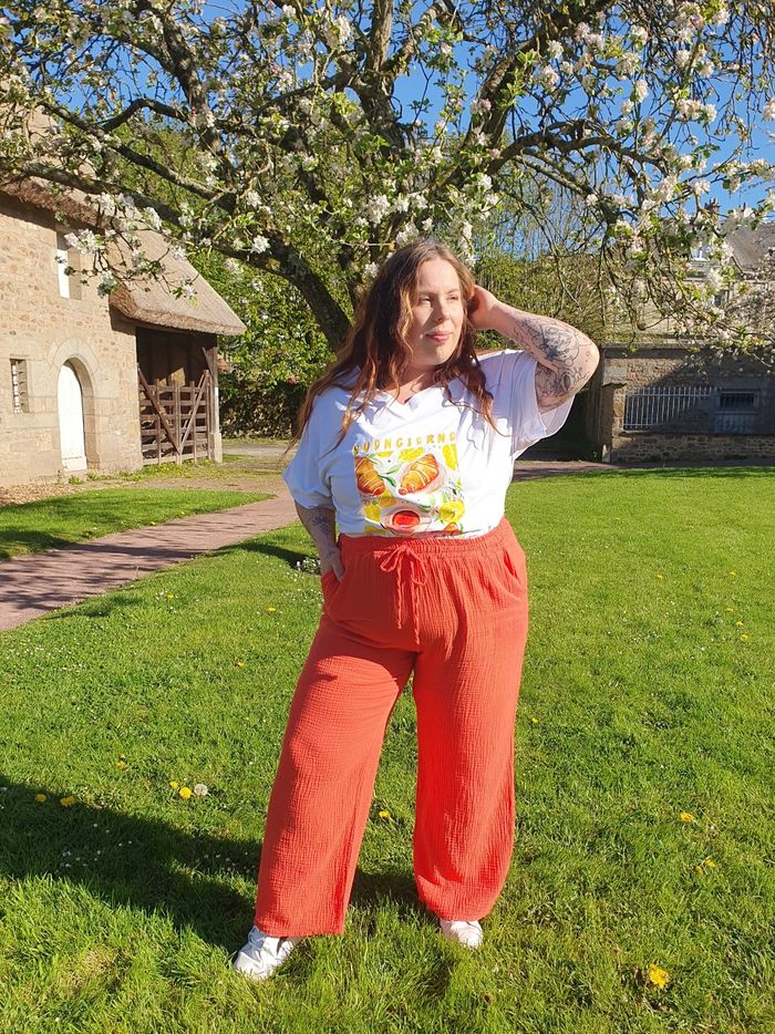 Pantalon gaze de coton Rio corail 
TU - photo numéro 2