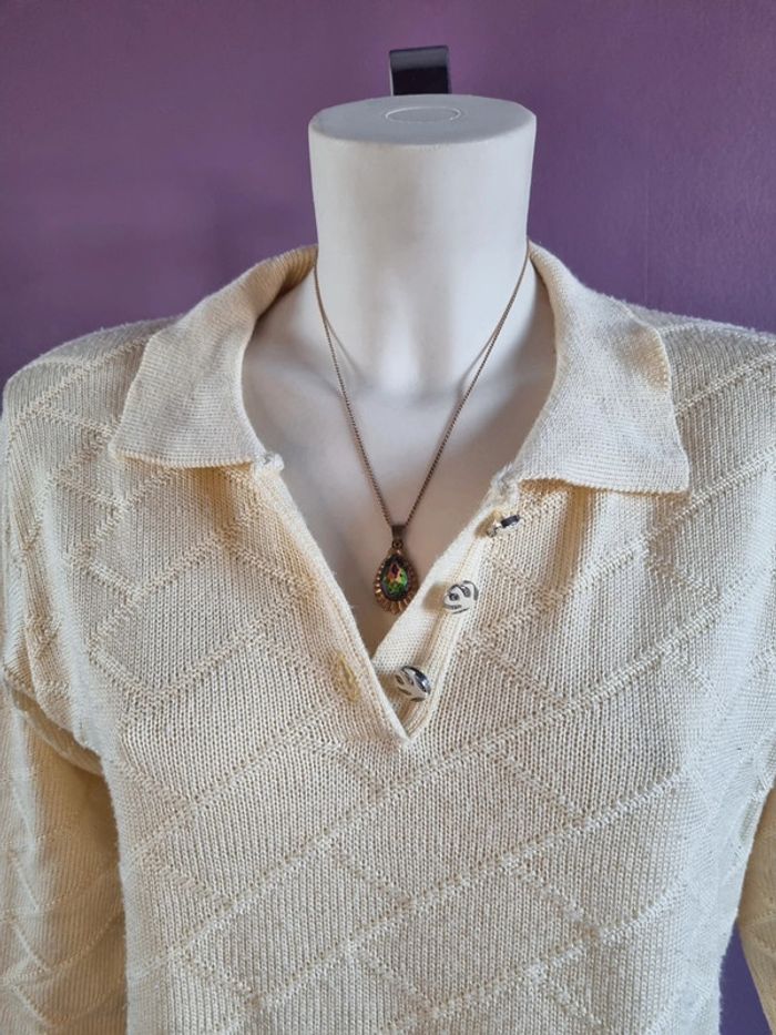 Pull jaune pâle vintage - photo numéro 8