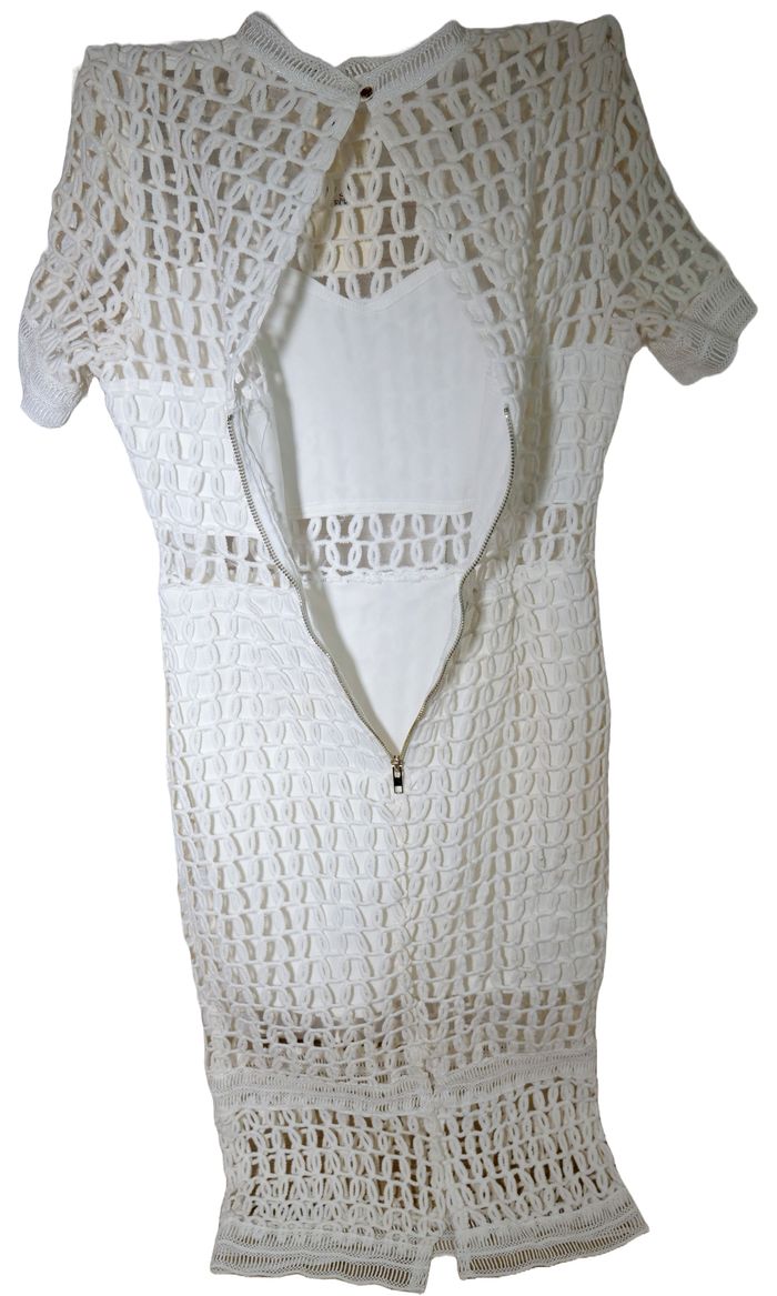 Vera & Lucy - Quiney - Robe Mi-Longue au Crochet - Ecru/Blanc - Femme Taille S - Neuve - photo numéro 3