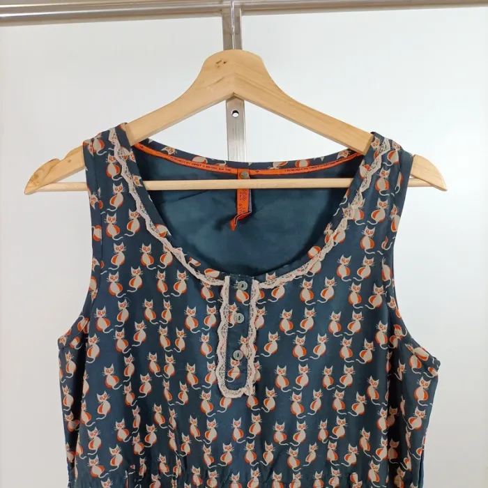Robe sans manches Sweet & Vintage imprimé chats taille L style rétro fun A1555 - photo numéro 2