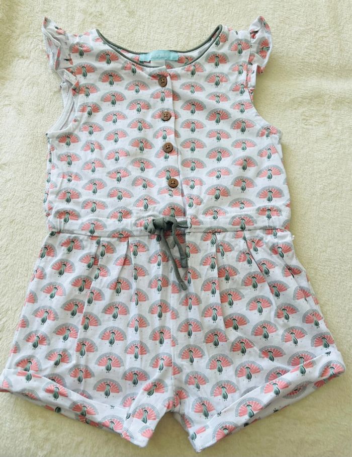 Combinaison short avec motif paon 🦚 Obaibi 12 mois 74cm - photo numéro 2