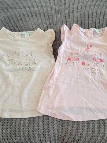 Lot de 2 t shirt mes petits cailloux 6 mois