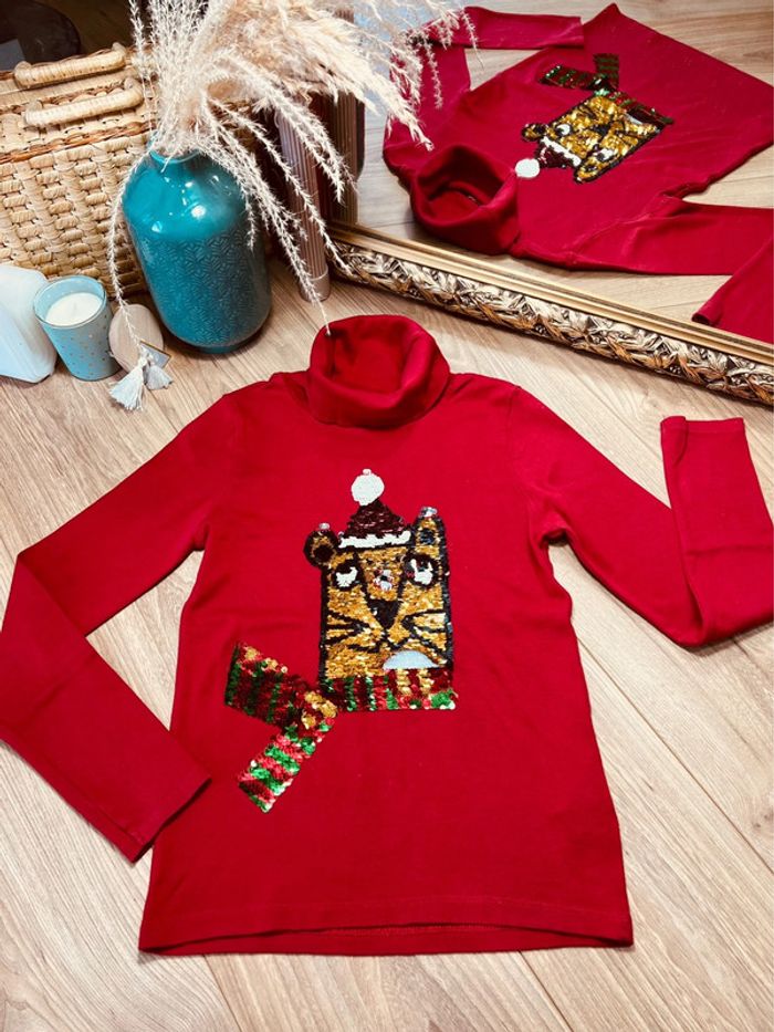 Taille 10 ans sous pull de noël garçon DPAM rouge 💙
