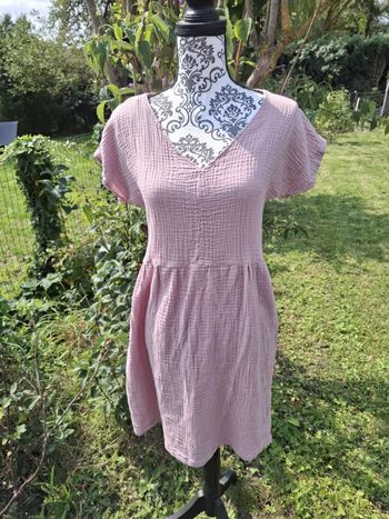 Robe double gaze rose irisée