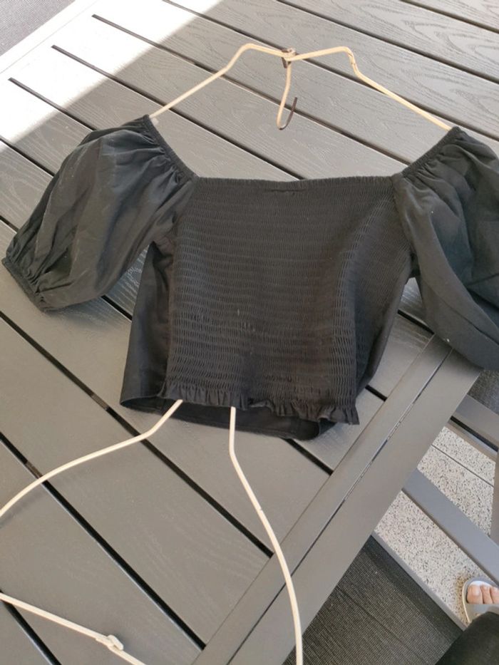 petit haut blouse crop top noir divided H&M S - photo numéro 9
