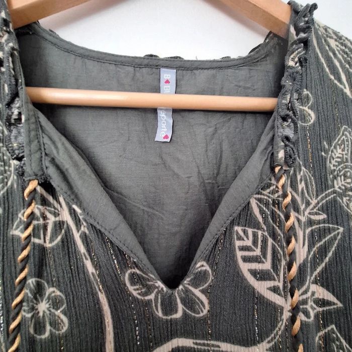 Robe longue bohème volantée crépon fils dorés - photo numéro 4