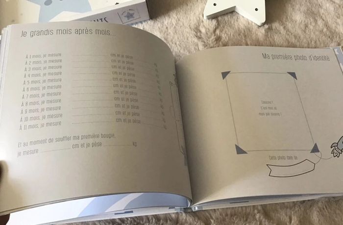 Magnifique coffret livre de naissance et veilleuse étoile en bois (0124) - photo numéro 14