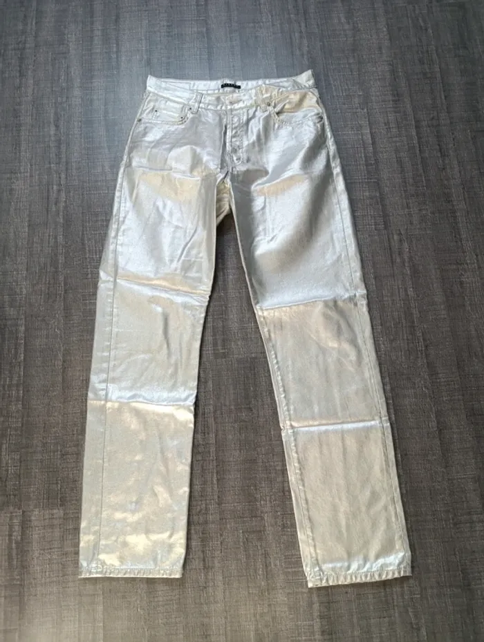 Pantalon enduit argenté sisley