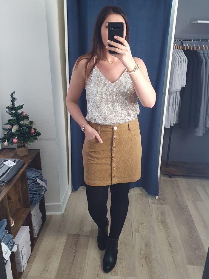 Top beige champagne à sequins Taille M/L - photo numéro 2
