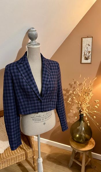 🍃 Blazer court écossais violet – ASOS – Taille S – Neuf sans étiquette