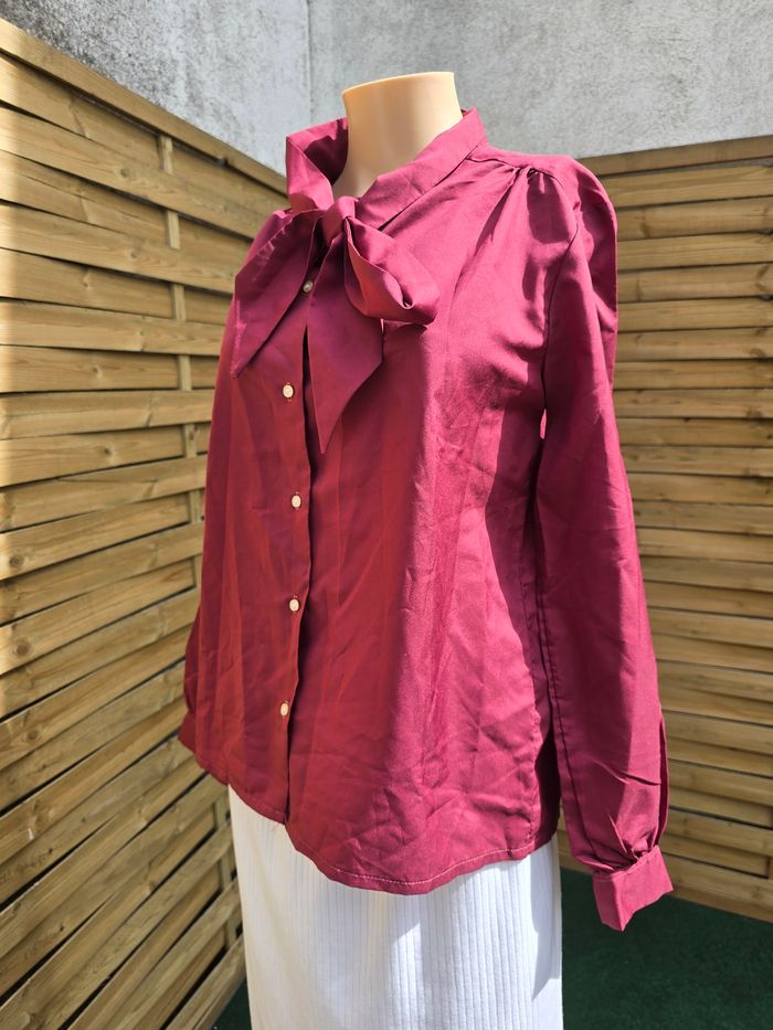 Chemisier col lavallière 🍒fabriqué en France Vintage🍒taille convient à un 42 - photo numéro 3