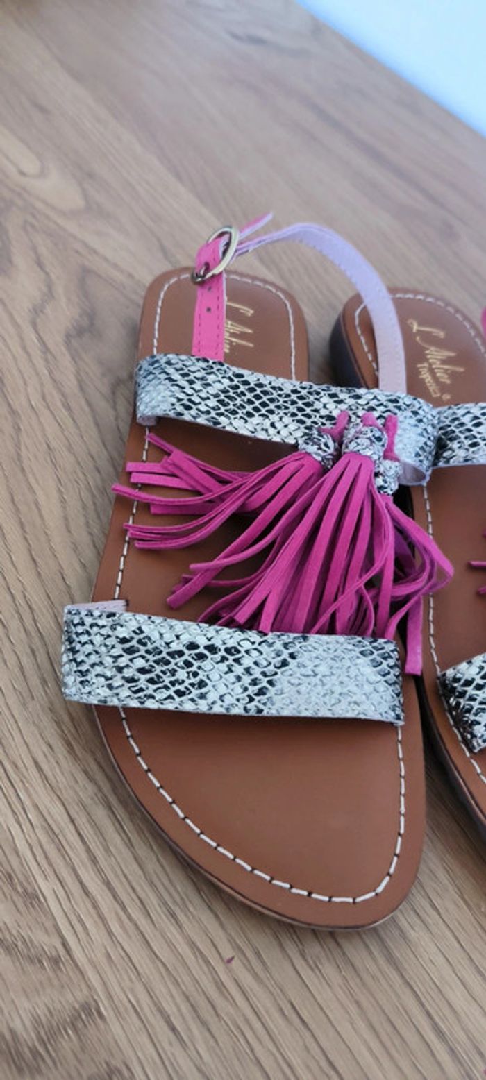 Sandales pied nu l'atelier tropézien 35 quasiment neuf - photo numéro 4