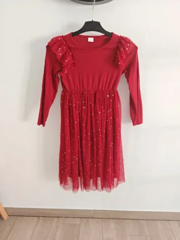 Longue robe bordeaux de Noël 10 ans