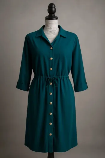 Robe chemise vert canard – style décontracté & féminin
