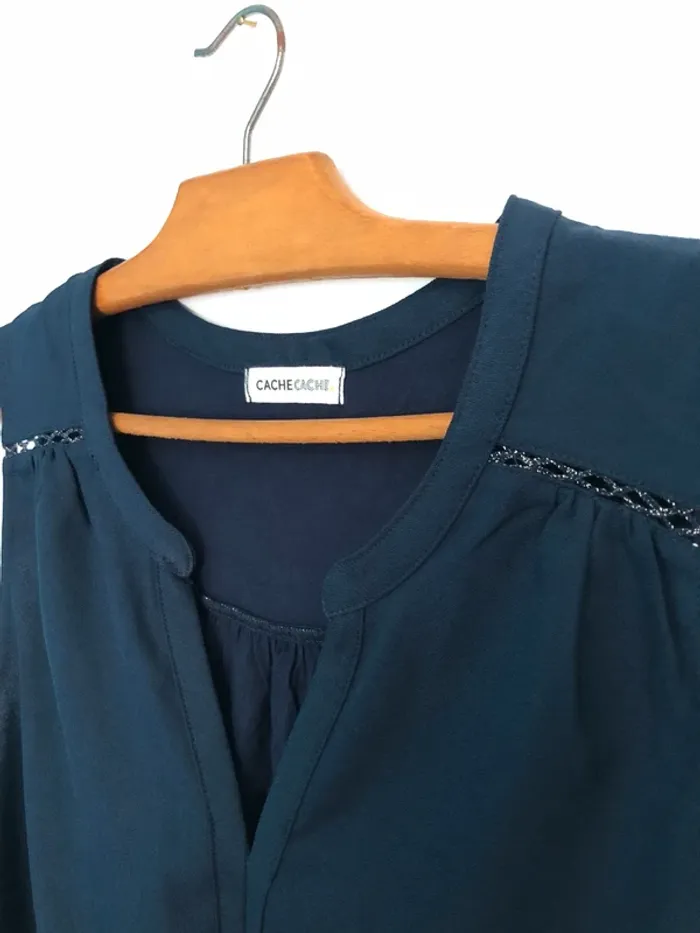 Blouse manche courte bleu marine - photo numéro 2