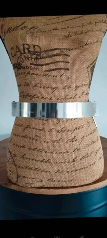 Ceinture  plaque  argenté  bande  verte élastique 70/90  cm