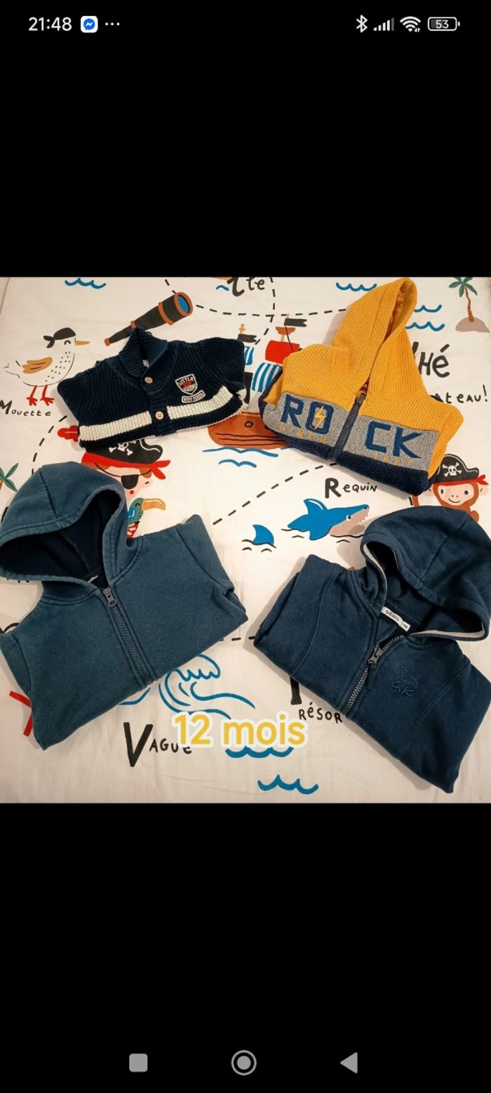 Lot gilets chauds hiver 12 mois