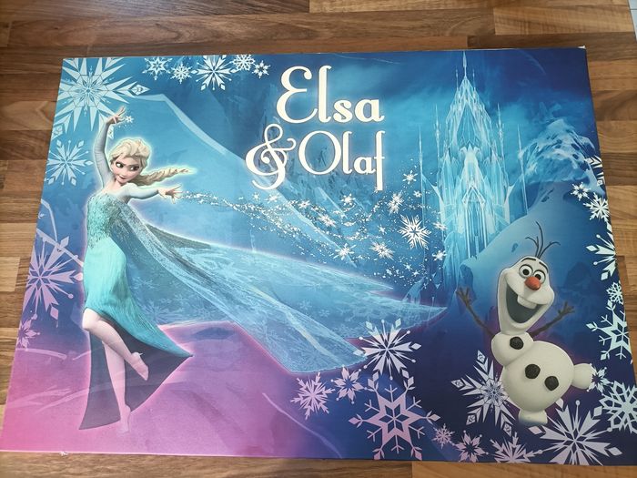 Cadre phoforescent Reine des Neiges bleu Elsa et Olaf